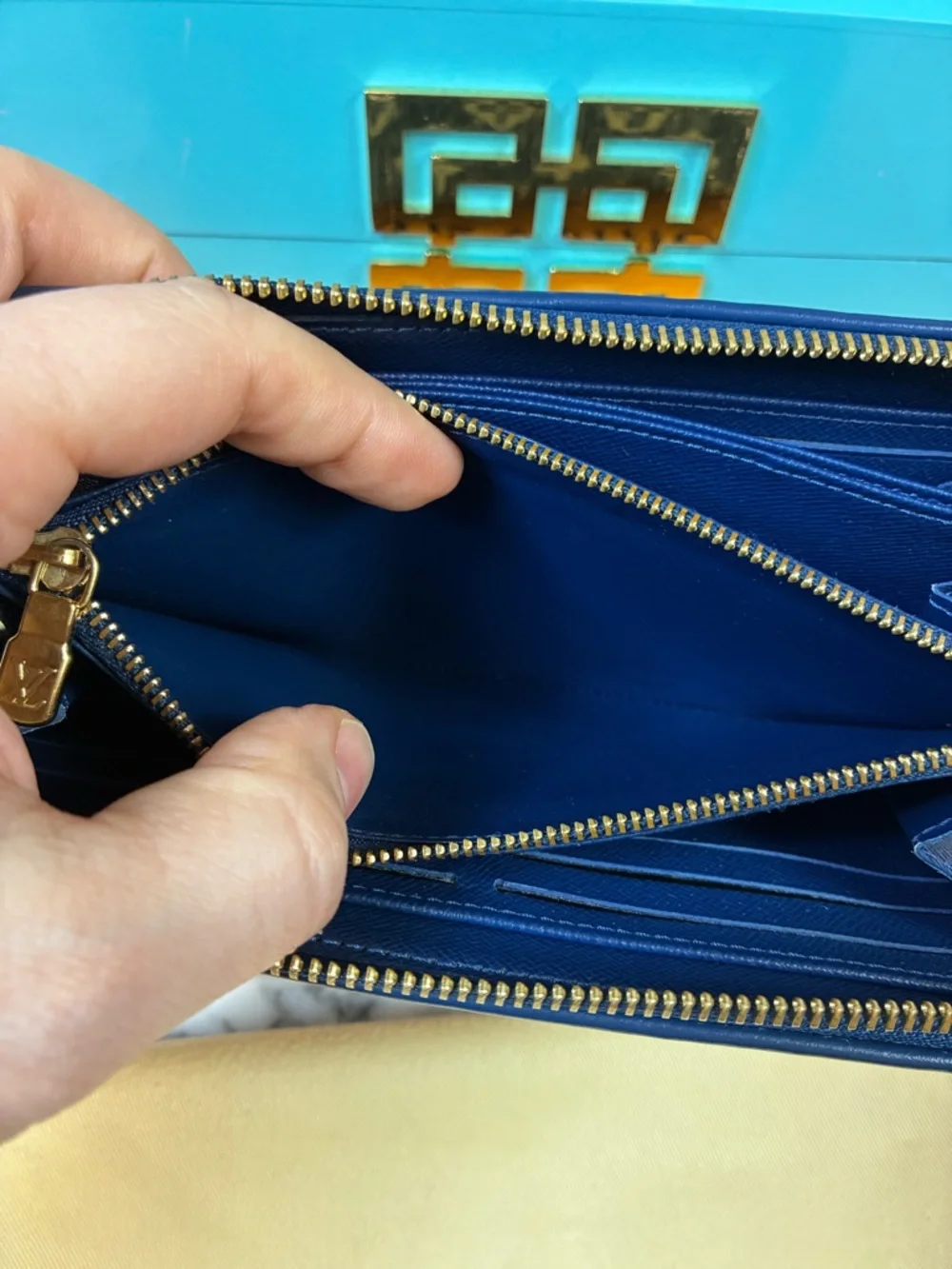 Louis Vuitton Blue Denim Monogram Long Zippy Wallet - Excellent Pre-Loved EUC - Picture 13 of 16